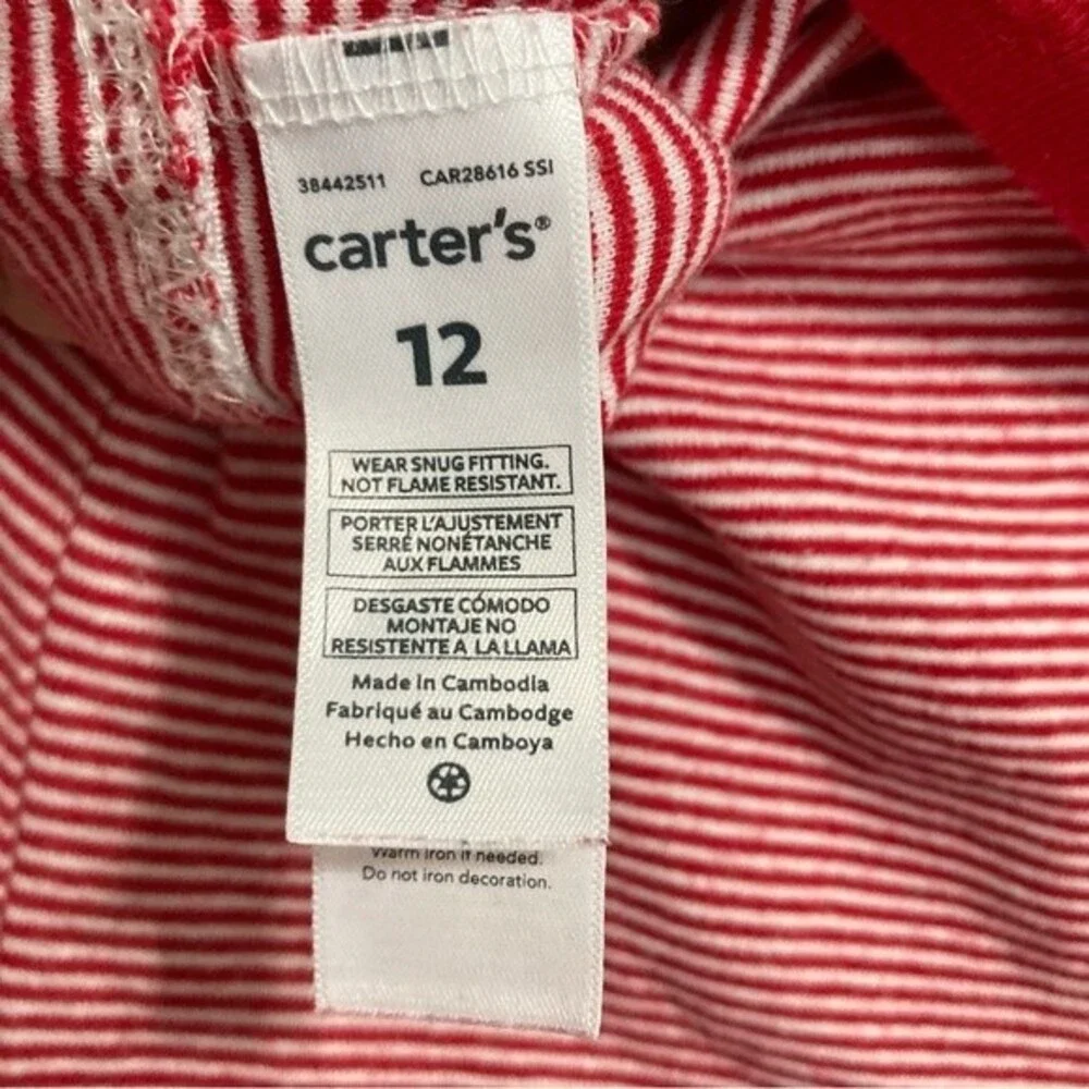 CARTERS Santa Claus Red Suit Pajama Set Red White Girls Size 12